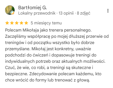 Opinia Bartłomieja G. z Google